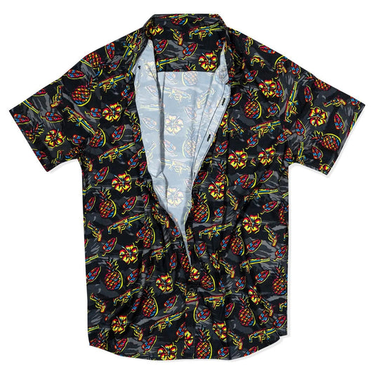 Men's Flex Button Up Dark Tiger Stripe Retro Combat Iron