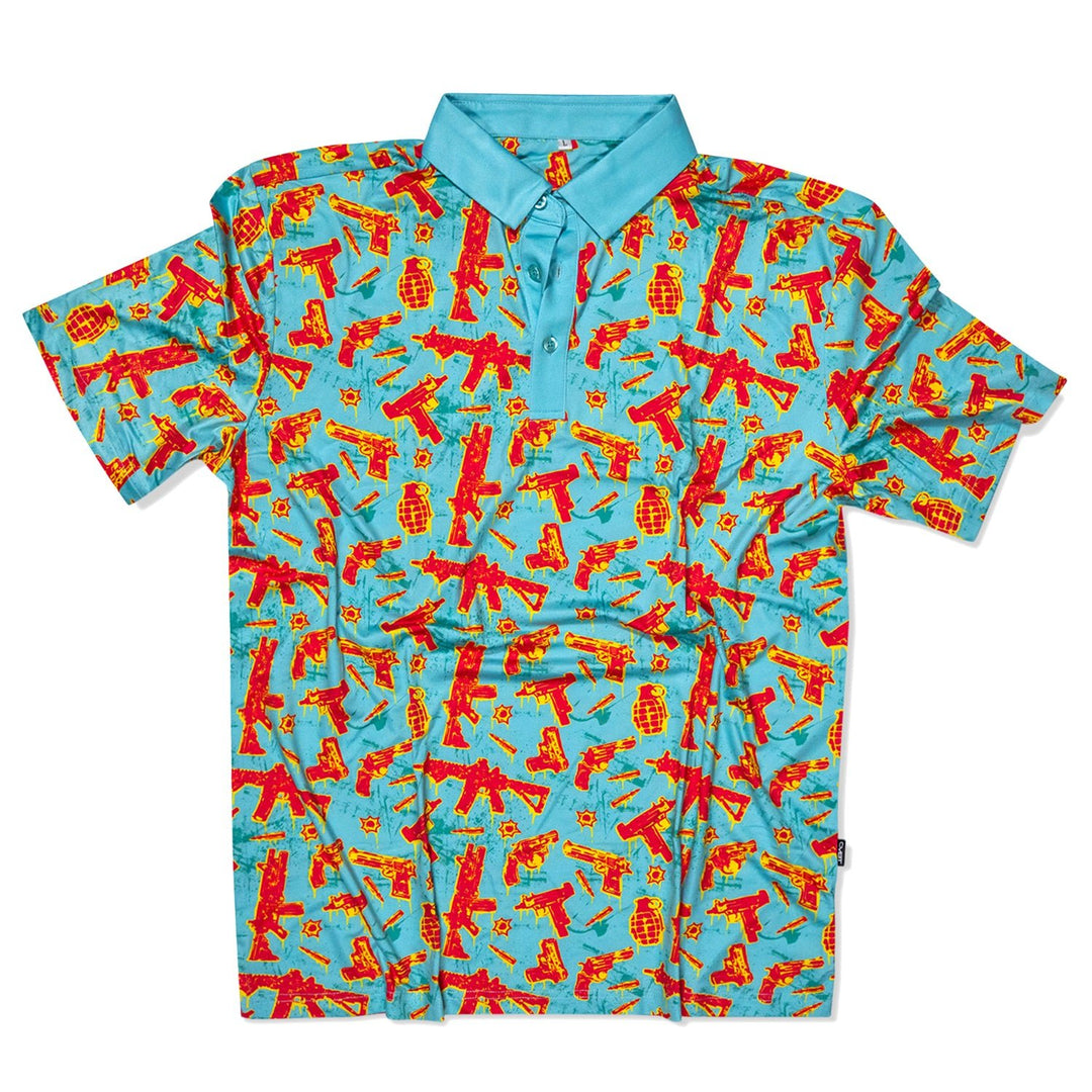 Tropical Operator Stretch Golf Polo Combat Iron