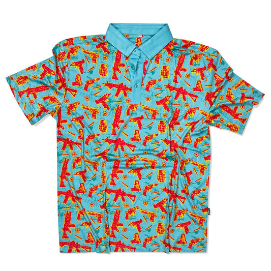 Tropical Operator Stretch Golf Polo Combat Iron